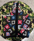 A BATHING APE MULTI LOGO CROCHET SHARK RELAXED FIT HOODIE
