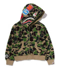 A BATHING APE Ladies' ABC CAMO TOWEL JACQUARD SHARK CROPPED FULL ZIP HOODIE