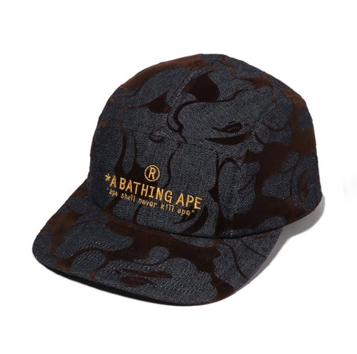 A BATHING APE CAMO FLOCKED DENIM JET CAP