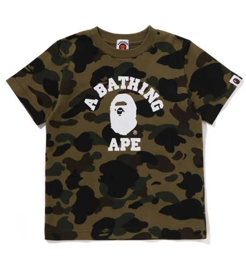 A BATHING APE BAPE KIDS 1ST CAMO COLLEGE TEE