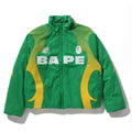 A BATHING APE ABA FLAME MONOGRAM JACQUARD MULTI LOGO PADDED JACKET