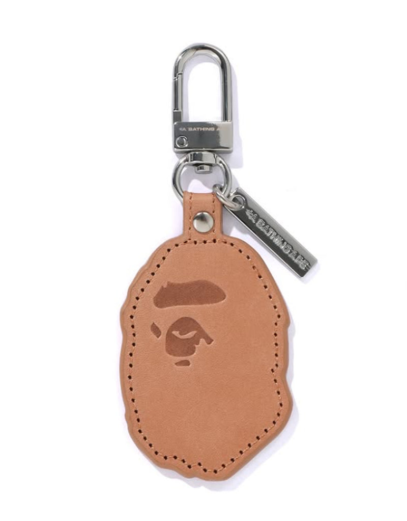 A BATHING APE APE HEAD LEATHER KEYCHAIN