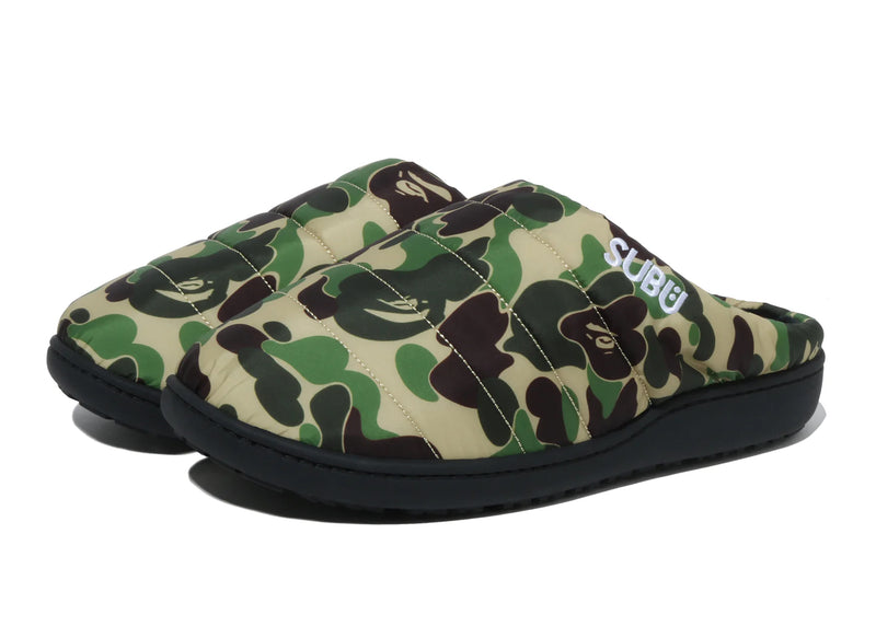 A BATHING APE BAPE x SUBU ABC CAMO PUFFER SANDALS w/ POUCH
