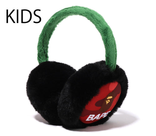 A BATHING APE BAPE KIDS COLOR CAMO APE HEAD EARMUFFS