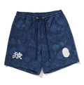 A BATHING APE JAPANESE INDIGO ART CAMO RELAXED FIT SWEAT SHORTS