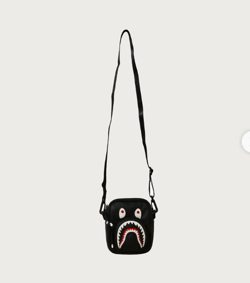A BATHING APE SHARK LEATHER MINI BAG