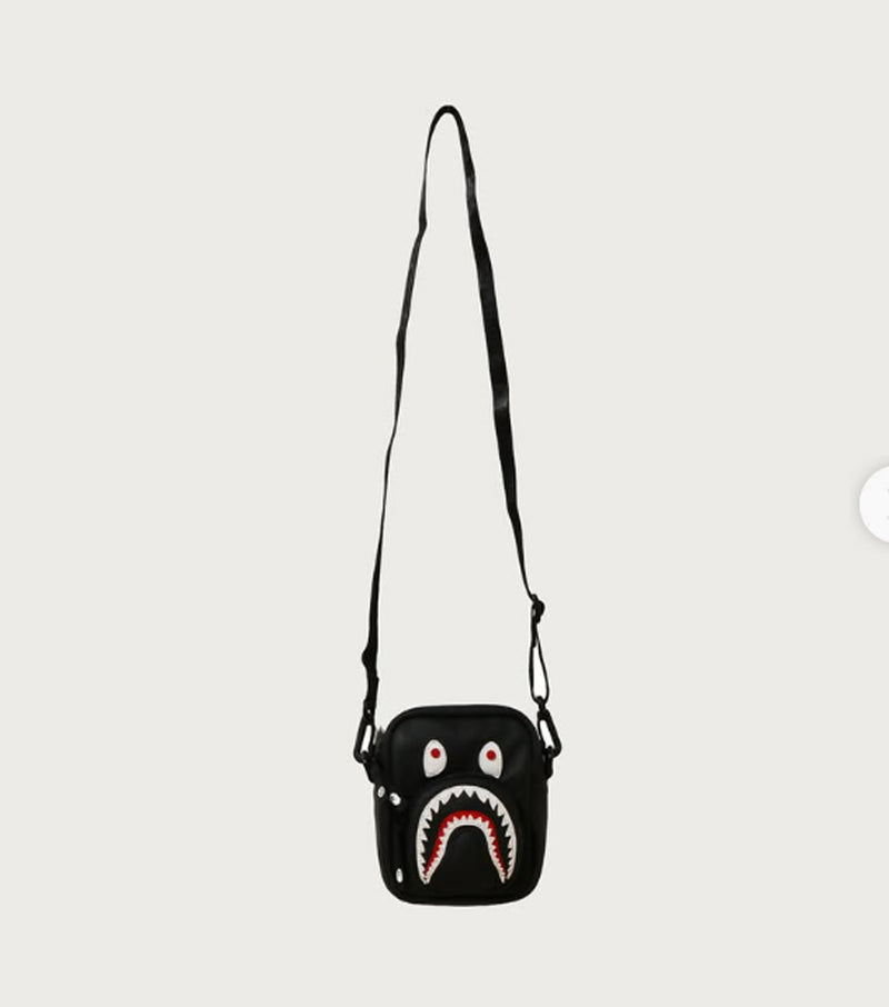 A BATHING APE SHARK LEATHER MINI BAG