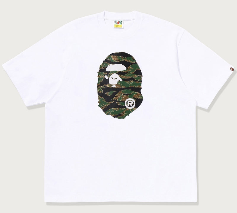 A BATHING APE TIGER CAMO APE HEAD RELAXED FIT TEE