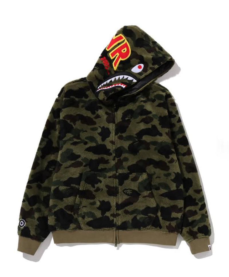 A BATHING APE 1ST CAMO 2ND SHARK BOA HOODIE JACKET
