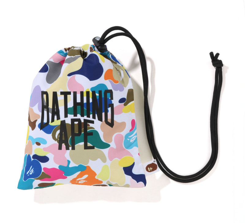 A BATHING APE MULTI CAMO NYC LOGO KINCHAKU BAG