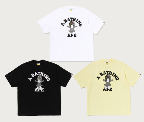 A BATHING APE BABY MILO SHARK SEIJIN COLLEGE RELAXED FIT TEE