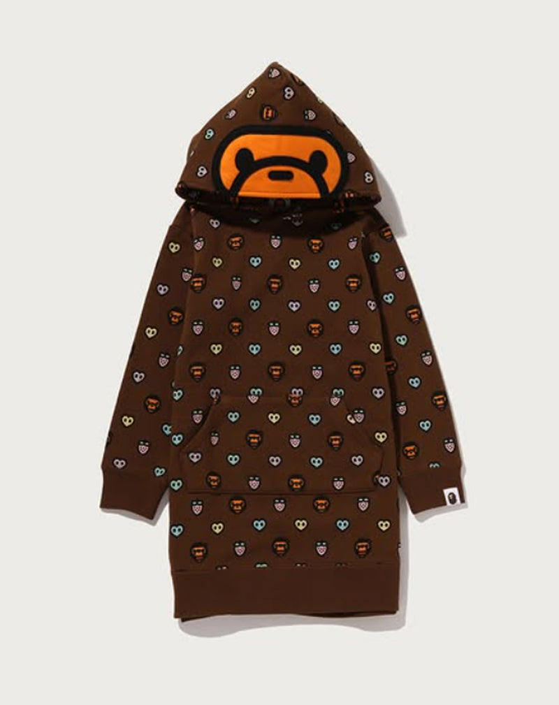 A BATHING APE BAPE KIDS MILOGRAM SWEETS PATTERN HOODIE DRESS