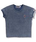 A BATHING APE Ladies' APE HEAD ONE POINT INDIGO CROPPED TEE