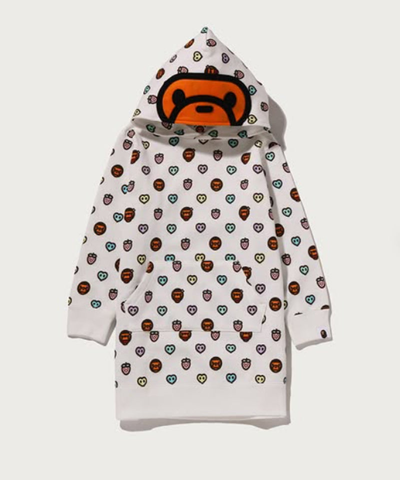 A BATHING APE BAPE KIDS MILOGRAM SWEETS PATTERN HOODIE DRESS