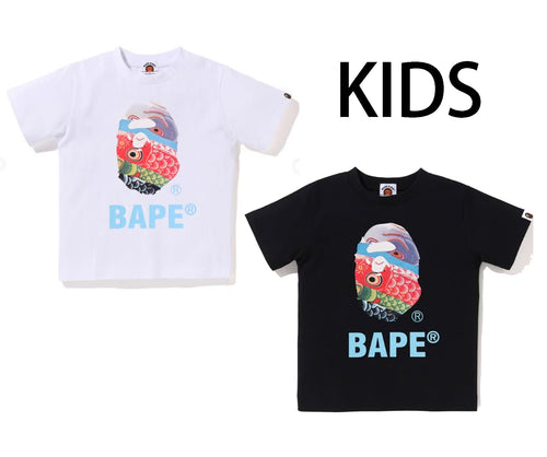 A BATHING APE BAPE KIDS CARP STREAMER PHOTO APE HEAD TEE