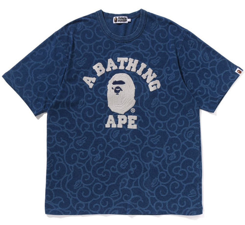 A BATHING APE WASHED CLOUD CAMO COLLEGE RELAXED FIT TEE