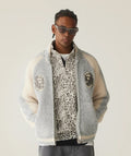 A BATHING APE WILD LEOPARD PATTERN RELAXED HALF ZIP SWEAT SHIRT