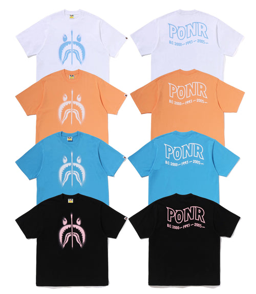 A BATHING APE SPRAY SHARK RELAXED FIT TEE
