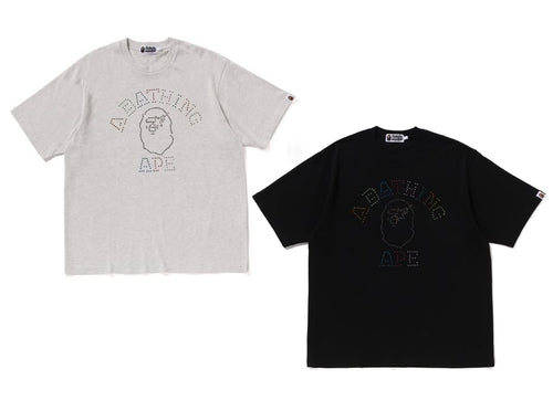 A BATHING APE RHINESTONE COLLEGE RELAXED FIT TEE