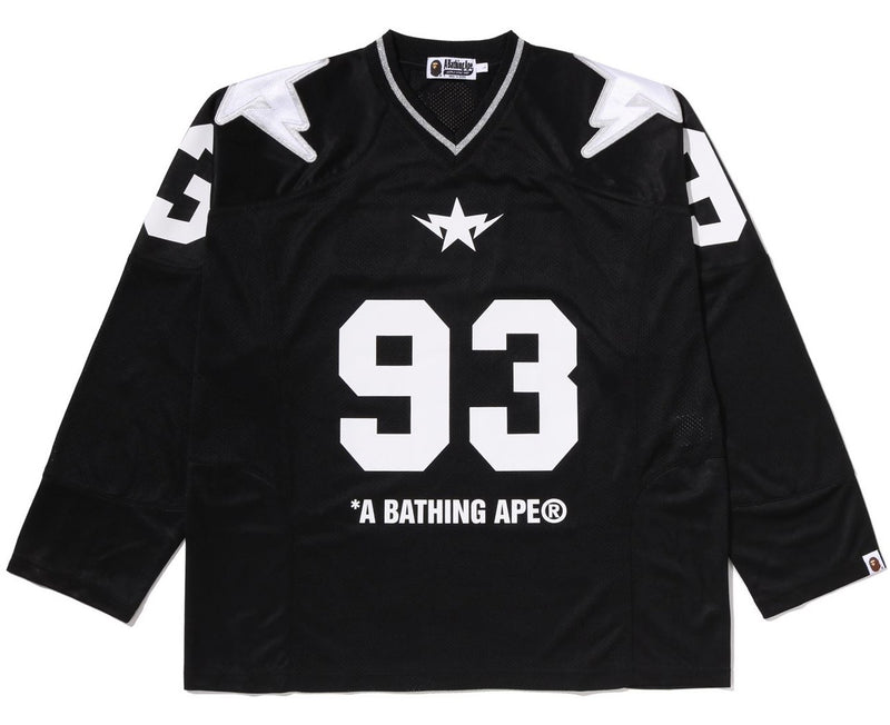 A BATHING APE LINE CAMO MULTI LOGO CROPPED FIT FOOTBALL JERSEY