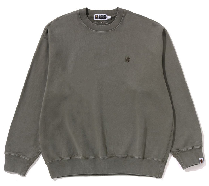 A BATHING APE GARMENT DYE ONE POINT RELAXED FIT CREWNECK SWEAT SHIRT