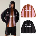 A BATHING APE STA  STRIPE PATTERN JACQUARD MULTI LOGO RELAXED FIT L/S TEE