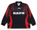 A BATHING APE APE FLAME MONOGRAM JACQUARD LOGO RELAXED FIT FOOTBALL JERSEY