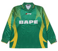 A BATHING APE APE FLAME MONOGRAM JACQUARD LOGO RELAXED FIT FOOTBALL JERSEY