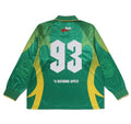 A BATHING APE APE FLAME MONOGRAM JACQUARD LOGO RELAXED FIT FOOTBALL JERSEY