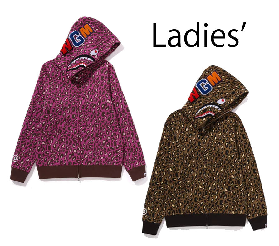 A BATHING APE Ladies BAPE LEOPARD SHARK FULL ZIP HOODIE