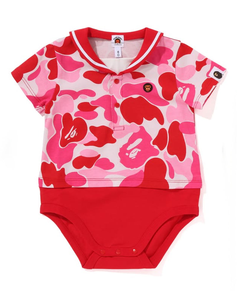A BATHING APE BAPE KIDS ABC CAMO BABY MILO SAILOR COLLAR LAYERED BODYSUIT