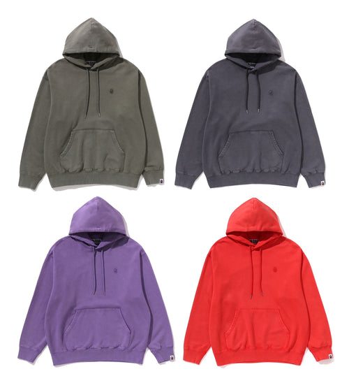 A BATHING APE GARMENT DYE ONE POINT RELAXED FIT PULLOVER HOODIE