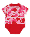 A BATHING APE BAPE KIDS ABC CAMO BABY MILO SAILOR COLLAR LAYERED BODYSUIT