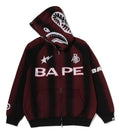 A BATHING APE HAND DRAW FOOTBALL SHARK RELAXED FIT FULL ZIP HOODIE
