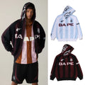 A BATHING APE HAND DRAW FOOTBALL SHARK RELAXED FIT FULL ZIP HOODIE