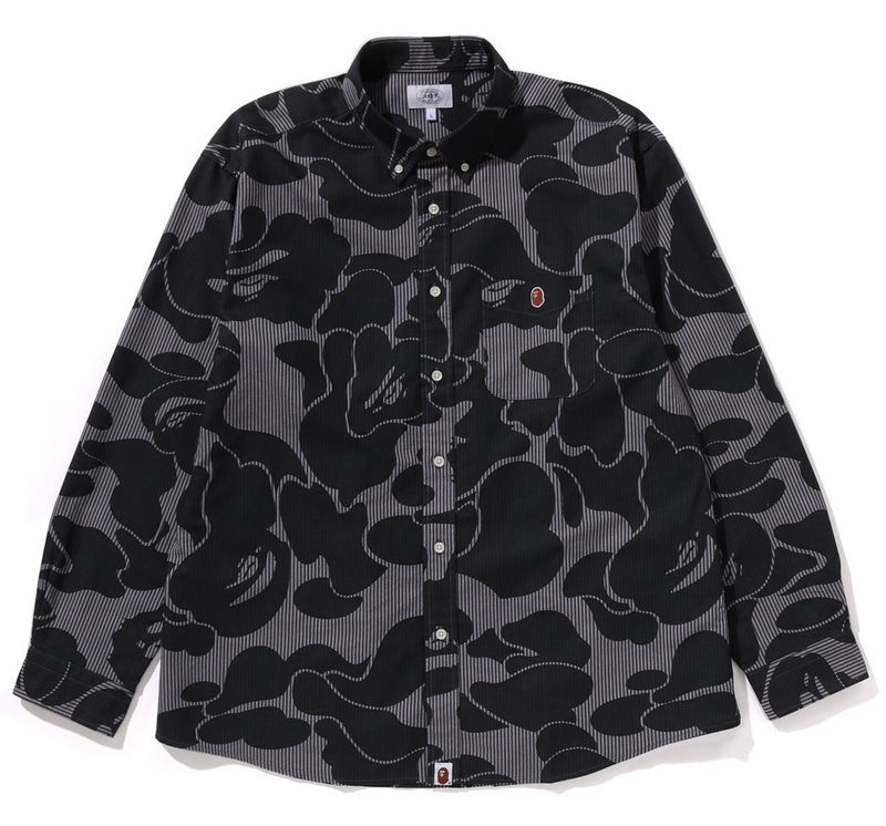 A BATHING APE STRIPE CAMO RELAXED FIT SHIRT