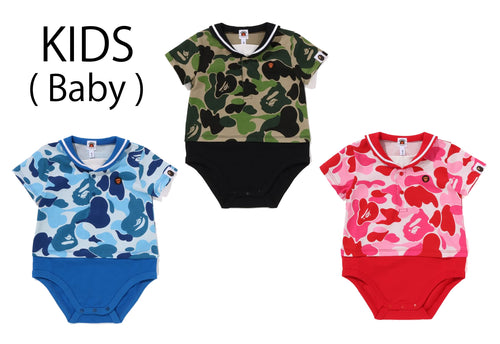 A BATHING APE BAPE KIDS ABC CAMO BABY MILO SAILOR COLLAR LAYERED BODYSUIT