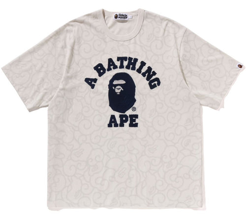 A BATHING APE WASHED CLOUD CAMO COLLEGE RELAXED FIT TEE