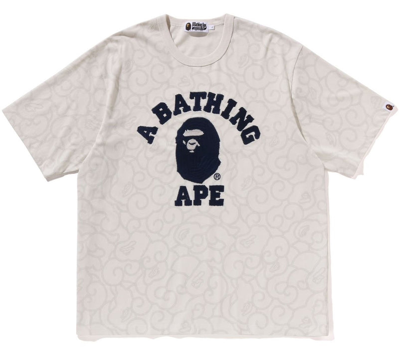 A BATHING APE WASHED CLOUD CAMO COLLEGE RELAXED FIT TEE