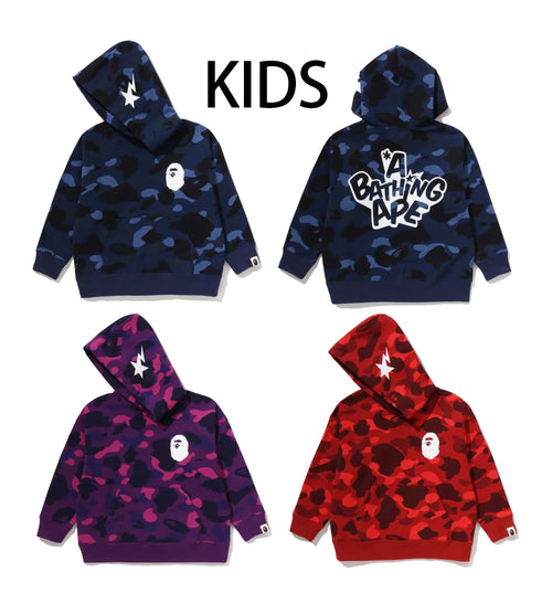 A BATHING APE BAPE KIDS COLOR CAMO APE HEAD RELAXED FIT PULLOVER HOODIE