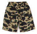 A BATHING APE BAPE KIDS 1ST CAMO ONE POINT BEACH SHORTS
