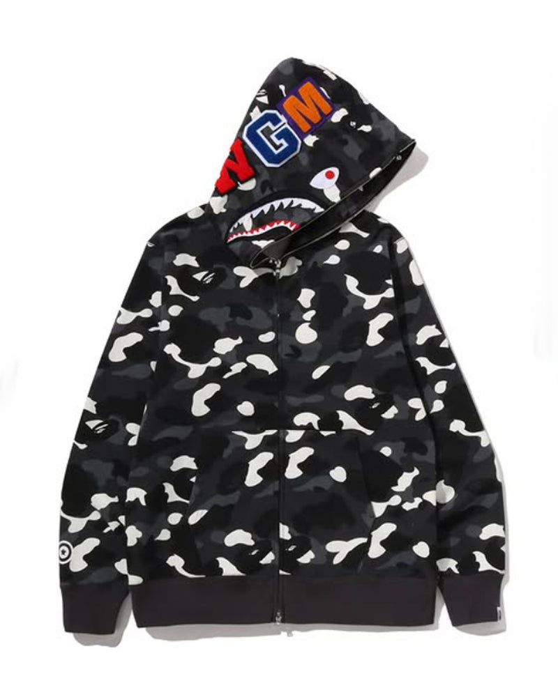 A BATHING APE CITY CAMO SHARK REGULAR FIT FULL ZIP HOODIE
