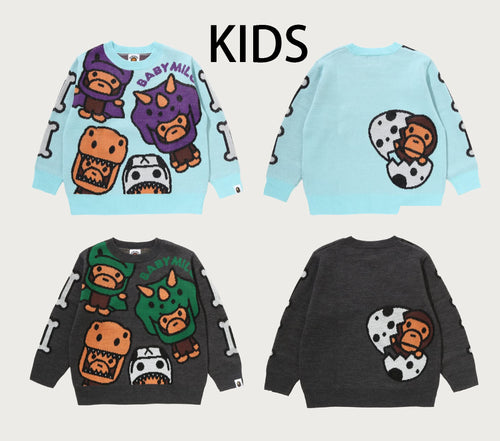 A BATHING APE BAPE KIDS BABY MILO DINOSAURS KNIT SWEATER