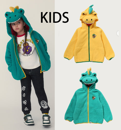 A BATHING APE BAPE KIDS BABY MILO DINOSAUR BOA HOODIE JACKET