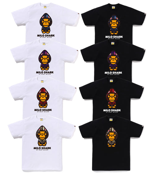 A BATHING APE COLOR CAMO MILO SHARK FZH TEE
