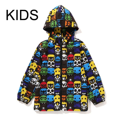 A BATHING APE BAPE KIDS MILO SAFARI BLOCK HOODIE JACKET