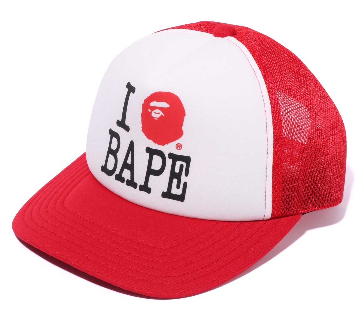 Authentic a bathing ape bape I love bape mesh cap trucker
