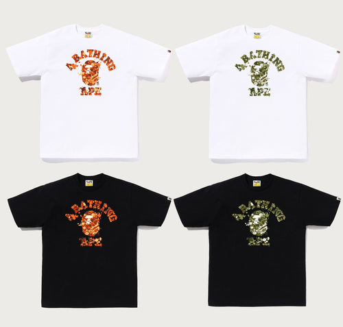 A BATHING APE SPLASH CAMO COLLEGE TEE