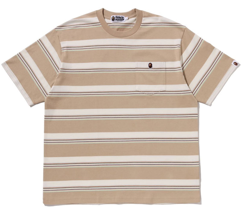 A BATHING APE STRIPE ONE POINT RELAXED FIT POCKET TEE
