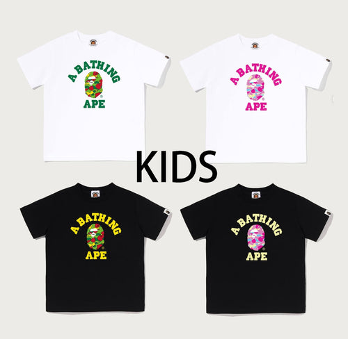 A BATHING APE BAPE KIDS STA CAMO COLLEGE TEE
